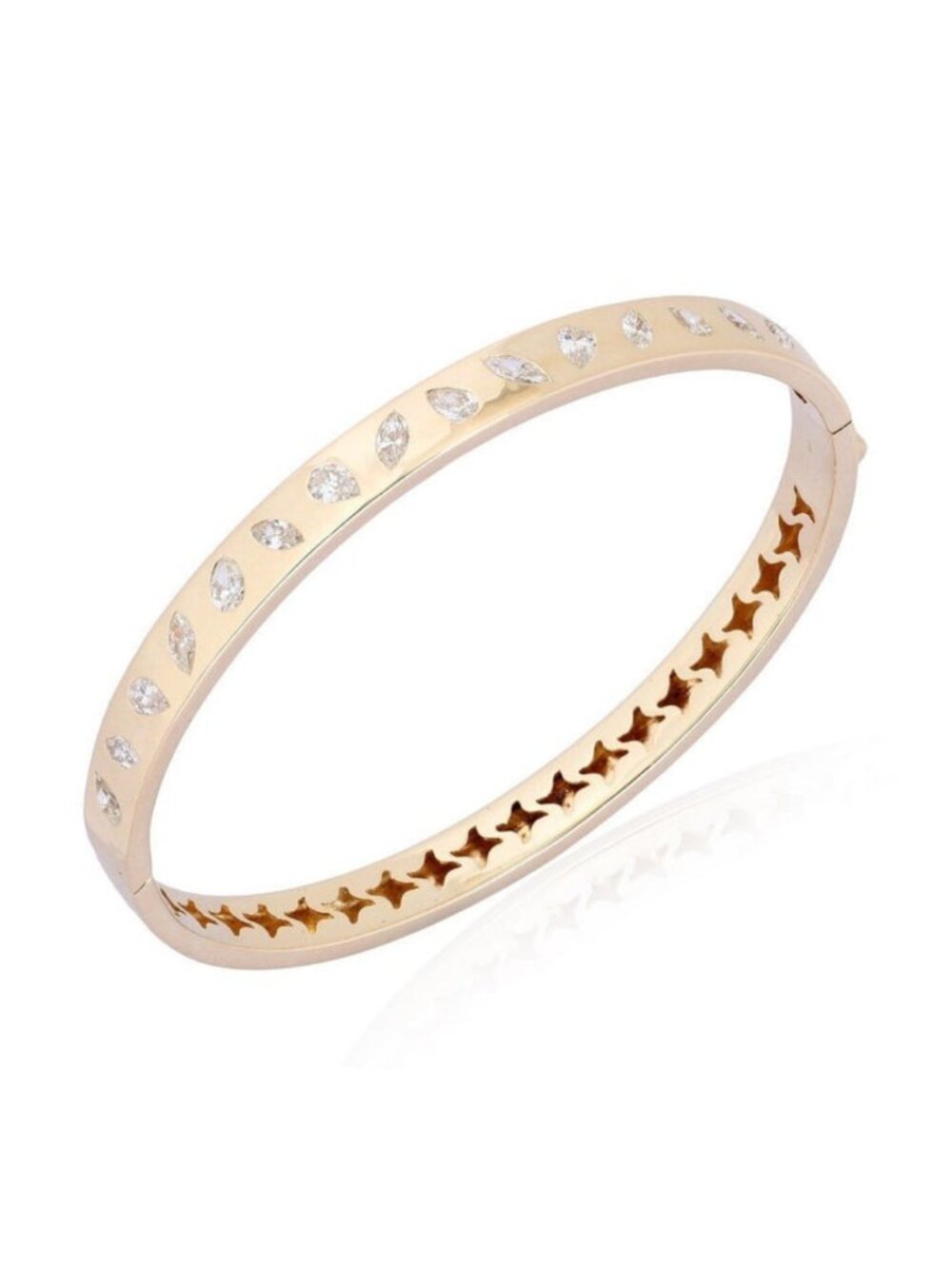 Sylvan Gleam 14K (or 18k upon request)Yellow Gold Marquise Diamond Leaf Bracelet